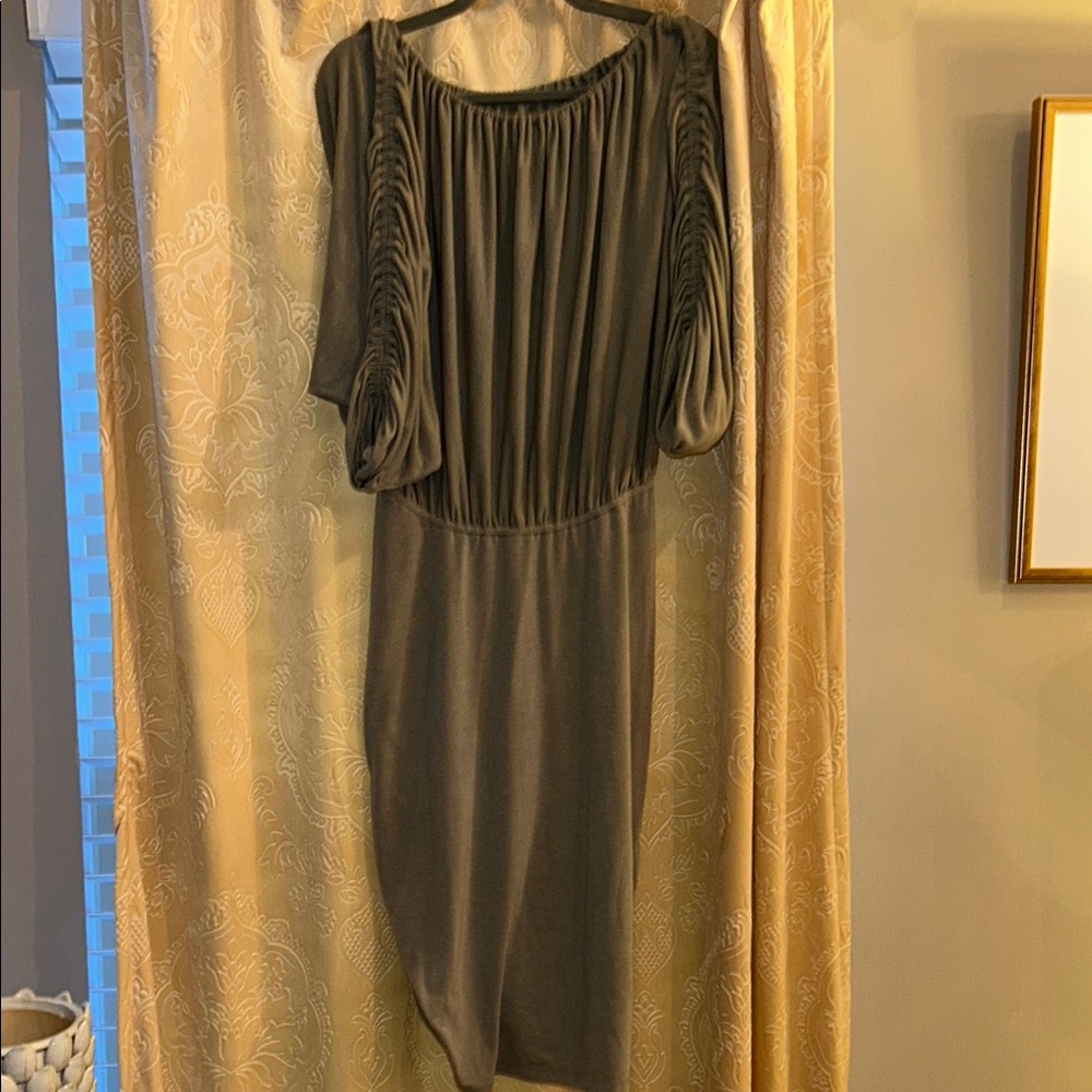 Gray Off the Shoulder Dolman Sleeve Cocktail Dress